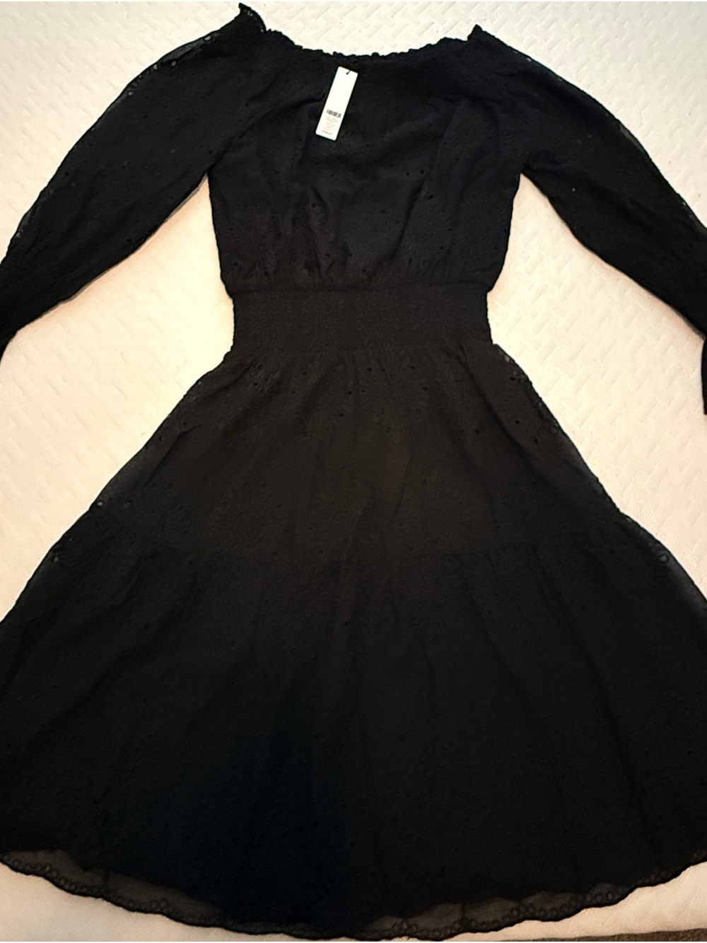 Chico's Black Off-Shoulder Long Sleeve Dress